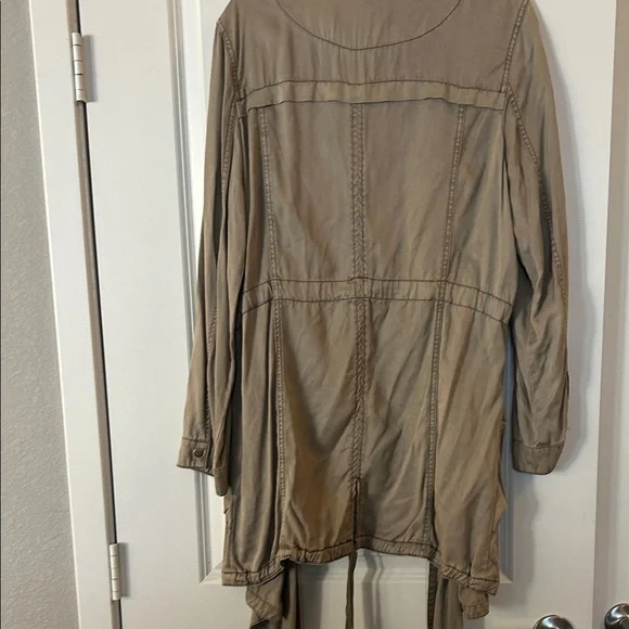 NEW LISTING! From ANTHROPOLOGIE Tan Open Front Jacket with Pockets - Picture 5 of 6